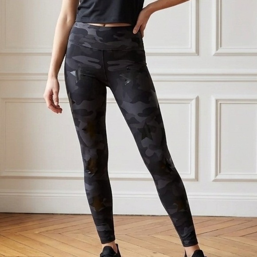 Ultracor Camo Star Leggings Black Gray Camouflage High Rise Compression Large